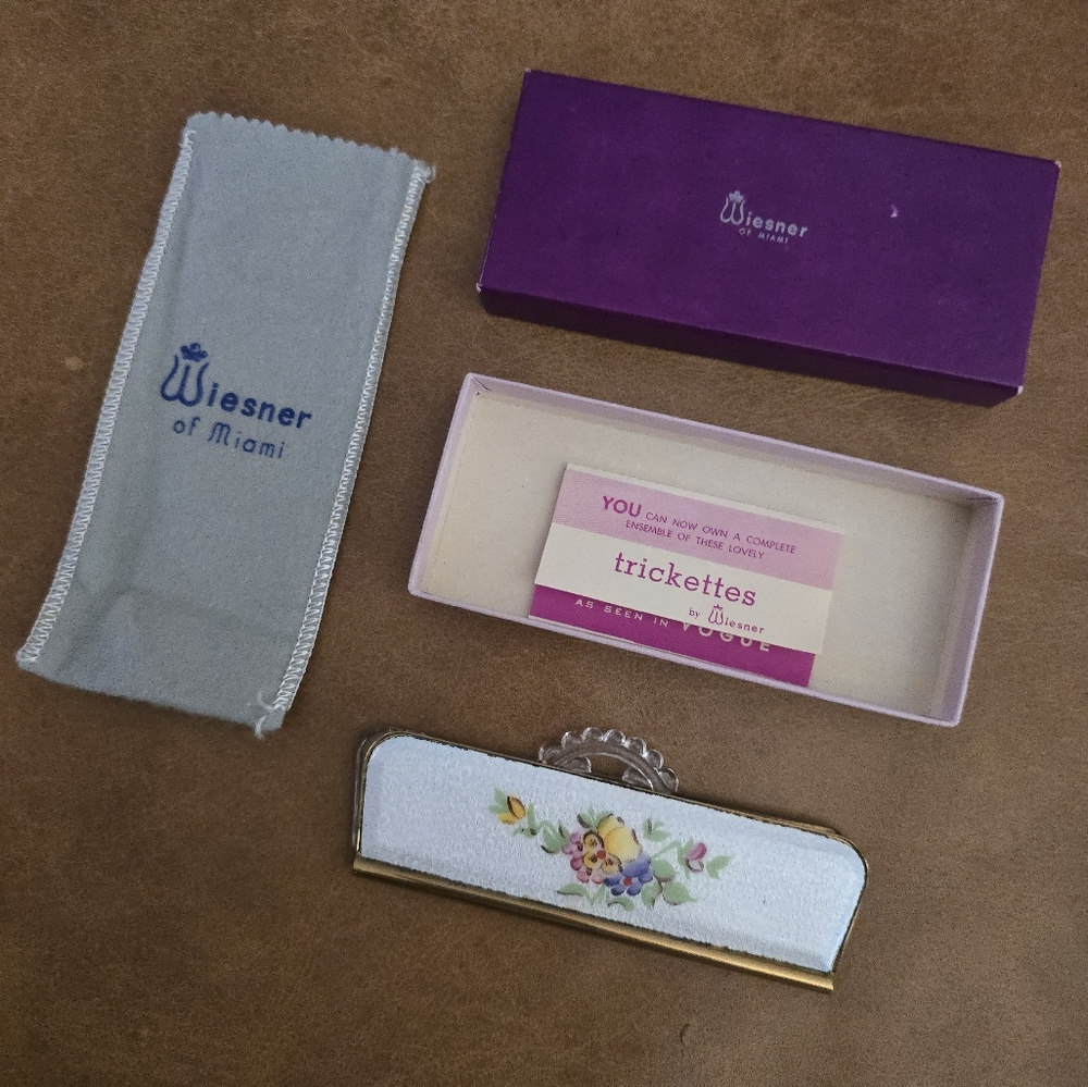 Wiesner of Miami Floral Mirror & Fold-out Comb